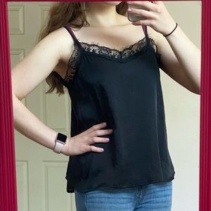 Wild Fable Black Satin Lace Tank Top